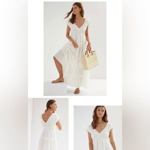 White tiered, eyelet dress by Anthropologie.